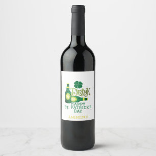 Étiquette Pour Bouteilles De Vin Saint Patrick's Day Irlandais Shamrock de la chanc