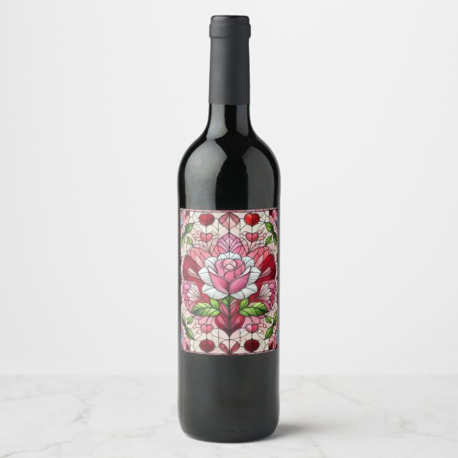 Étiquette Pour Bouteilles De Vin Saint-Valentin en verre tendu (Devant)