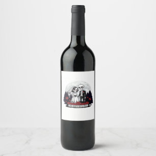Étiquette Pour Bouteilles De Vin Saint-Valentin Horreur Couple de squelettes Jusqu'