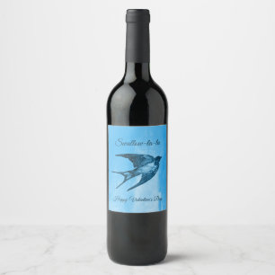 Étiquette Pour Bouteilles De Vin Saint-Valentin vilaine de La-La d'hirondelle
