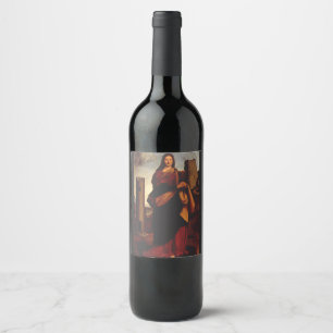 Étiquette Pour Bouteilles De Vin Sainte-Barbe Icône Sacrée Art Graphique