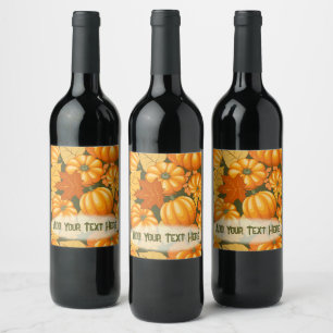 Étiquette Pour Bouteilles De Vin Saison d'automne Halloween Citrouille Motif