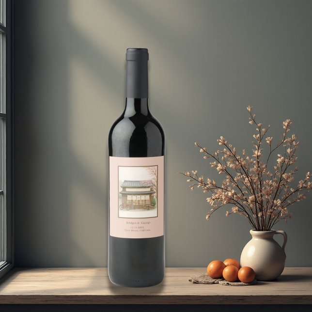 Étiquette Pour Bouteilles De Vin sakura maison de thé traditionnelle destination ma (Créateur téléchargé)