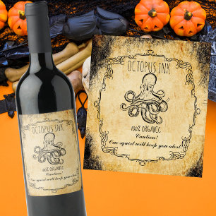 Étiquette Pour Bouteilles De Vin Salle d'apothicaire halloween vintage Encre de pie