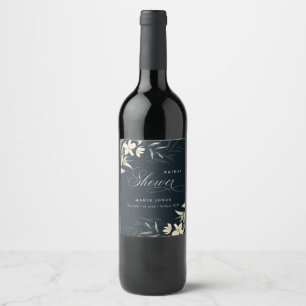 Étiquette Pour Bouteilles De Vin Salle de bain de mariage floral verdure blanc mari
