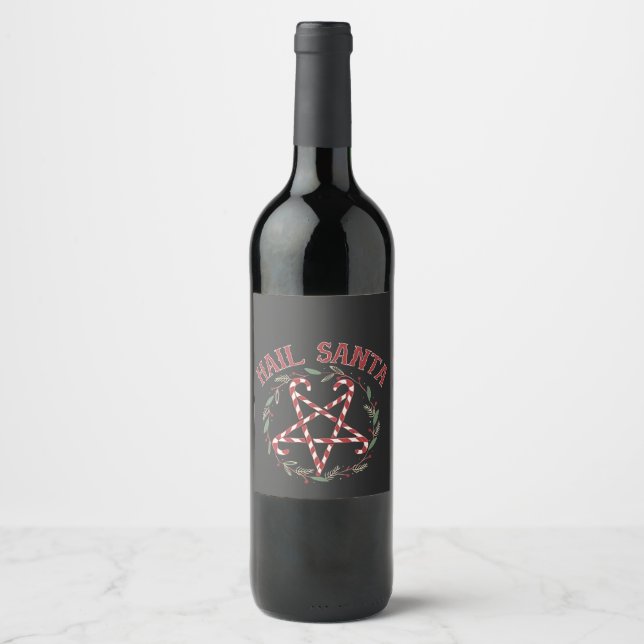 Étiquette Pour Bouteilles De Vin Salut Satan Noël Krampus Xmas Devil Candy (Devant)