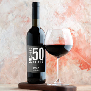Étiquette Pour Bouteilles De Vin Salutations à 50 ans Noir