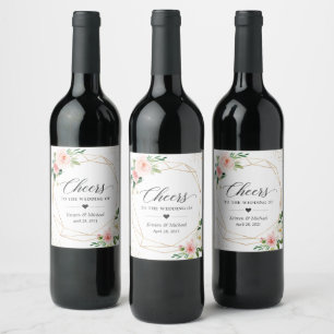 Étiquette Pour Bouteilles De Vin Salutations Au Mariage Moderne Élégant Flush Flora