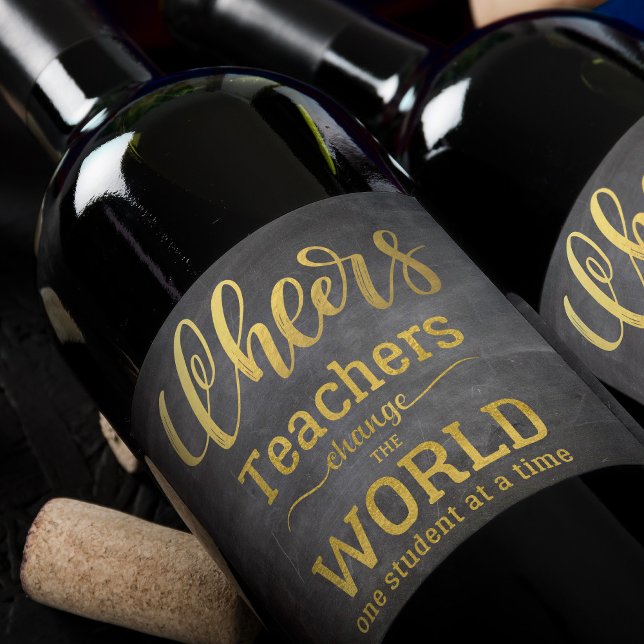Étiquette Pour Bouteilles De Vin Salutations aux enseignants typographie appréciati (Créateur téléchargé)