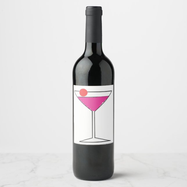 Étiquette Pour Bouteilles De Vin Salutations avec Bouteille de cerise (Devant)