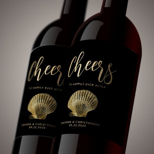 Étiquette Pour Bouteilles De Vin Salutations Black Gold Coastal Beach Mariage
