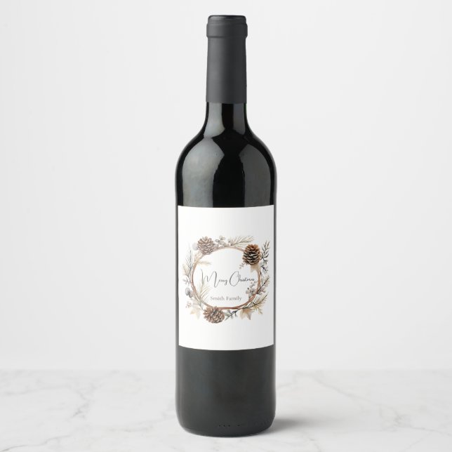 Étiquette Pour Bouteilles De Vin Salutations de Noël (Devant)