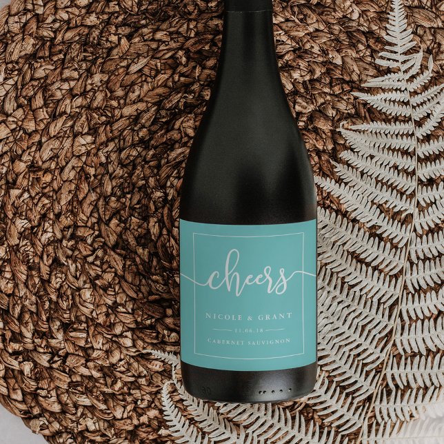 Étiquette Pour Bouteilles De Vin Salutations Mariage Favor Vin Étiquette | Aqua (Créateur téléchargé)