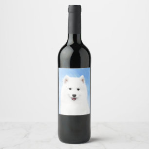 Étiquette Pour Bouteilles De Vin Samoyed Puppy Painting