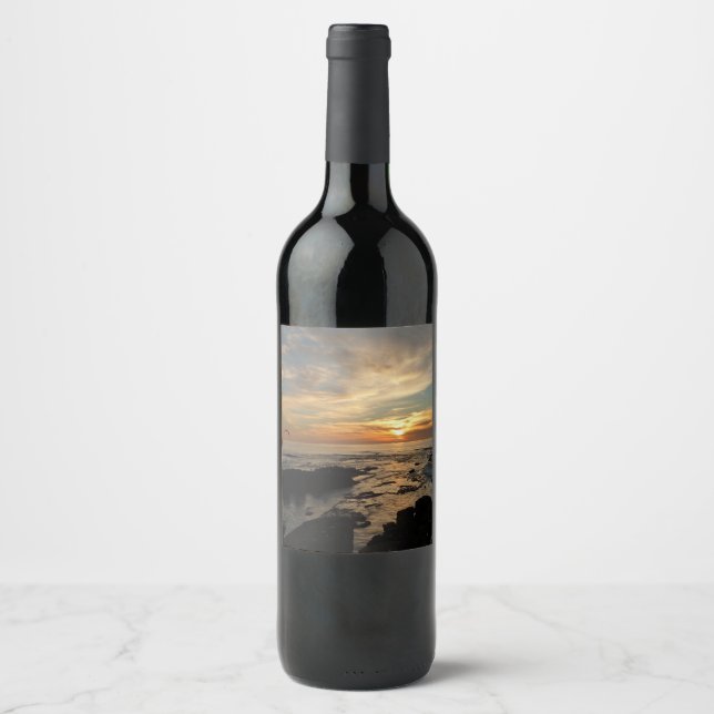 Étiquette Pour Bouteilles De Vin San Diego Sunset (Devant)