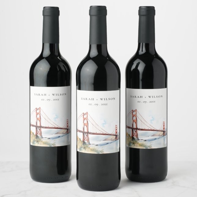 Étiquette Pour Bouteilles De Vin San Francisco Golden Gate Bridge Landscape Wedding (Bouteilles)