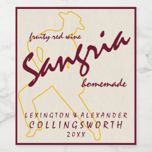 Étiquette Pour Bouteilles De Vin Sangria Avec Danseuse Flamenca Maison