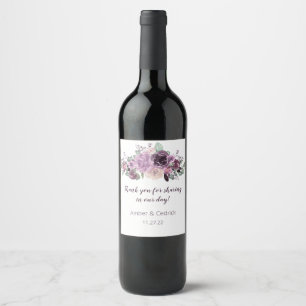 Étiquette Pour Bouteilles De Vin Sangria Purple Mauve Aquarelle Florale Mariage