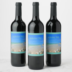Étiquette Pour Bouteilles De Vin Sanibel Island Florida Beach avec Citrouilles d'au