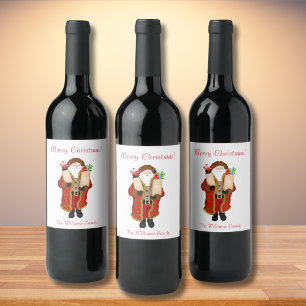 Étiquette Pour Bouteilles De Vin Santa Apporte Les Boissons De Noël