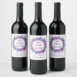 Étiquette Pour Bouteilles De Vin Santa Approuvé Jingle Juice Violet Noël