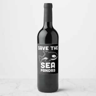 Étiquette Pour Bouteilles De Vin Sauvez les pandas de mer Orca, les cadeaux de biol
