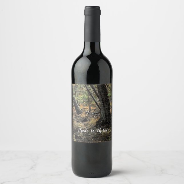 Étiquette Pour Bouteilles De Vin Scène forestière automnale            (Devant)