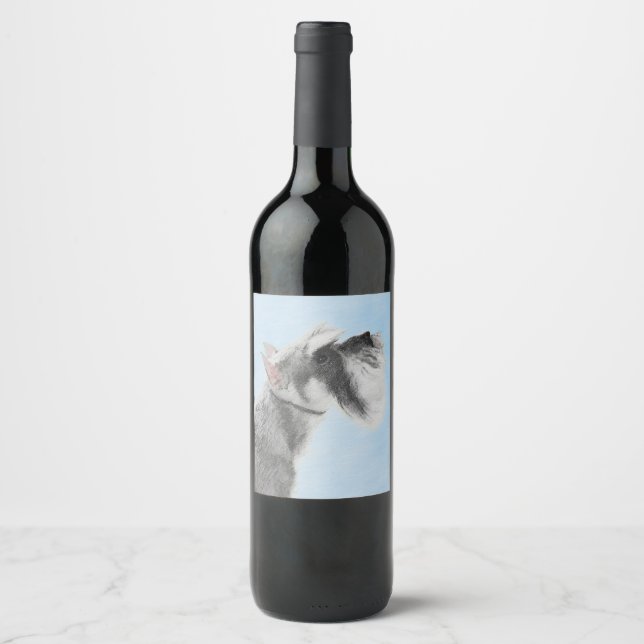 Étiquette Pour Bouteilles De Vin Schnauzer (Giant, Standard) Peinture - Chien Art (Devant)