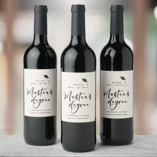 Étiquette Pour Bouteilles De Vin Script de Graduation Moderne Félicitations Master'