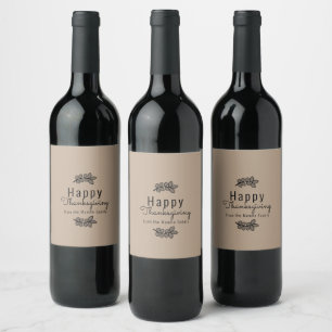 Étiquette Pour Bouteilles De Vin Script de verdure de branche de Thanksgiving minim