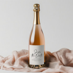 Étiquette Pour Bouteilles De Vin Script décontracté moderne noir enregistrer la dat