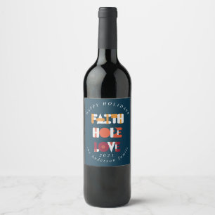 Étiquette Pour Bouteilles De Vin script moderne heureux vacances coloré monogramme