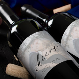 Étiquette Pour Bouteilles De Vin Script moderne minimaliste applaudit mariage photo