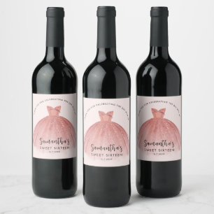 Étiquette Pour Bouteilles De Vin Script personnalisé pour les 16 ans de Sweet Sixte