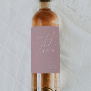 Étiquette Pour Bouteilles De Vin Script Whimsical   Dusty Rose Mariage