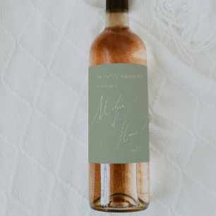 Étiquette Pour Bouteilles De Vin Script Whimsical   Sage Matron D'Honneur Propositi