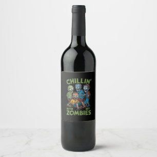Étiquette Pour Bouteilles De Vin Se détendre avec mes zombies Halloween garçons enf