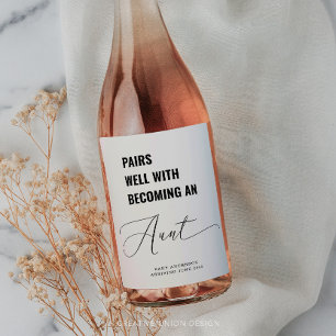 Étiquette Pour Bouteilles De Vin Se marie bien avec l'annonce de la tante de bébé