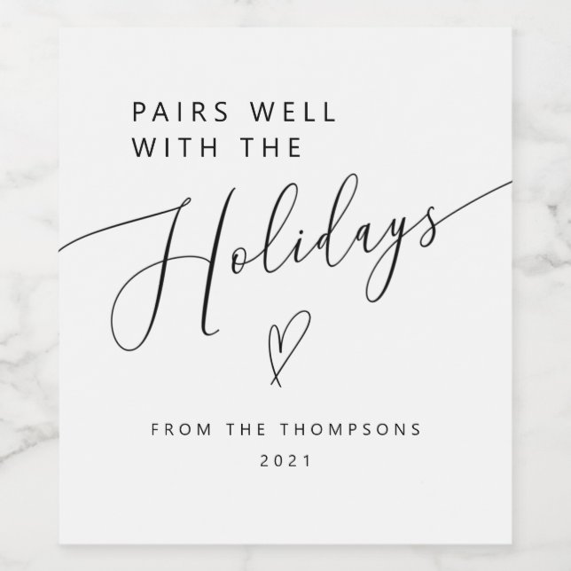 Étiquette Pour Bouteilles De Vin Se Paire Bien Avec Les Fêtes De Noël (Étiquettes simples)