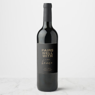Étiquette Pour Bouteilles De Vin Se Paire Bien Avec Une Nouvelle Maison - Typograph