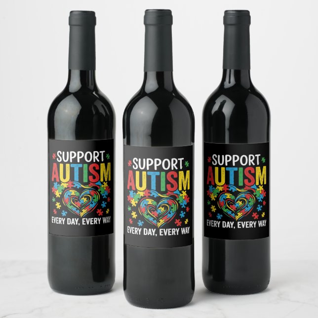 Étiquette Pour Bouteilles De Vin Sensibilisation à l'autisme (Bouteilles)