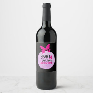 Étiquette Pour Bouteilles De Vin Sensibilisation au cancer du sein avec le ruban ro
