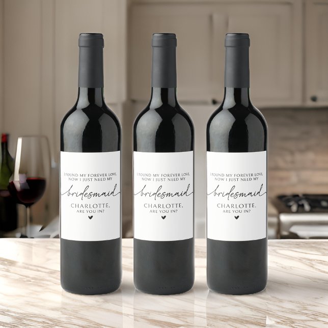 Étiquette Pour Bouteilles De Vin Seras-tu ma demoiselle d'honneur ? Étiquette de vi (bridesmaid wine bottle label, bridesmaid proposal label, personalized bridesmaid label, custom name)