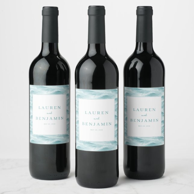 Étiquette Pour Bouteilles De Vin Serene Blue Wave Ocean (Bouteilles)