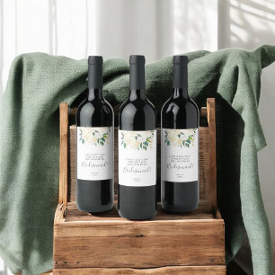 Étiquette Pour Bouteilles De Vin Serez-Vous Ma Femme D'Accueil Fleurs Blanches