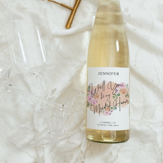 Étiquette Pour Bouteilles De Vin Serez-vous ma servante d'honneur ? (Créateur téléchargé)