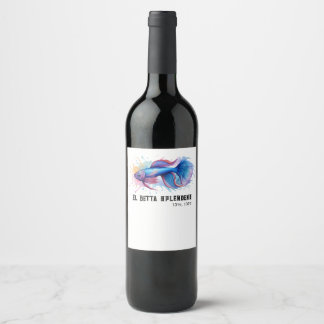 Étiquette Pour Bouteilles De Vin Série aquarelle : Poisson Betta