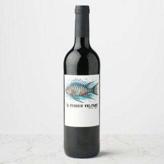 Étiquette Pour Bouteilles De Vin Série aquarelle : Poisson-lion