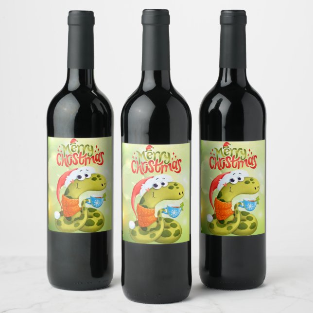 Étiquette Pour Bouteilles De Vin Serpent de Noël (Bouteilles)