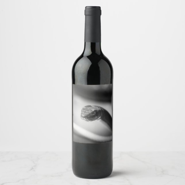Étiquette Pour Bouteilles De Vin Serpent noir et blanc (Devant)
